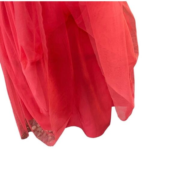 French Connection Geona Strappy Tulle Dress Sz 4/S Red Multi Floral Embroidered - Picture 9 of 12